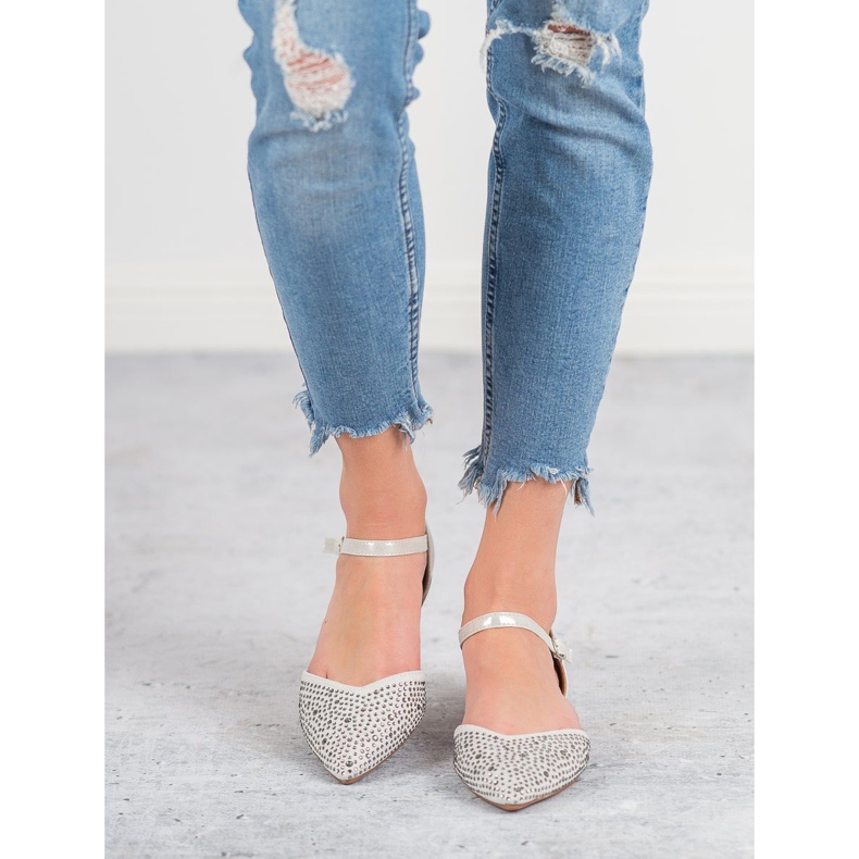 Primavera Fästade ballerinor med cubic zirconia grå 1