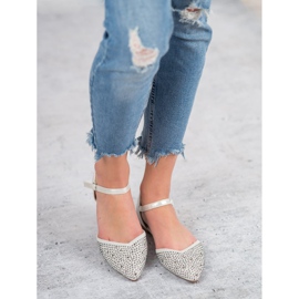 Primavera Fästade ballerinor med cubic zirconia grå 2