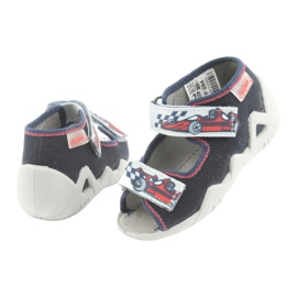 Befado barns tofflor 250p084 marinblå/röd med en bil grå 4