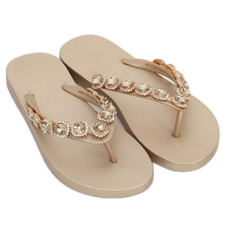 Eleganta flip-flops med gyllene JH69 guldstenar 1