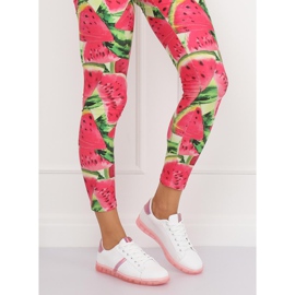 Kvinnors vita och rosa sneakers 2B9XX923 WHITE / ROSERED 1