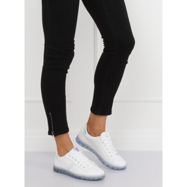 Kvinnors vita och blå sneakers 2B9XX923 VIT / BLÅ 2