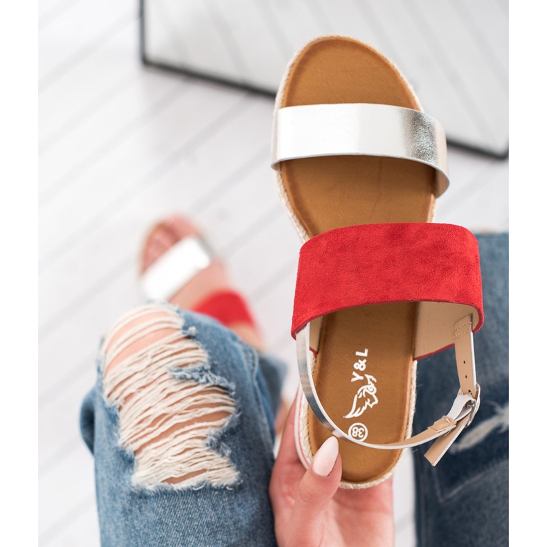 SHELOVET Bekväma sandaler röd 2