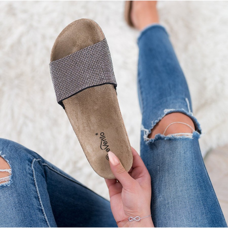 Evento Tofflor Med Kristaller grå 1