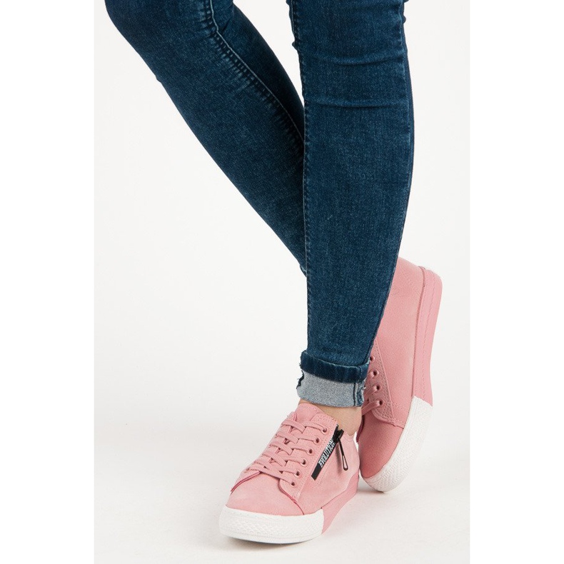 Mocka sneakers på plattformen rosa 1