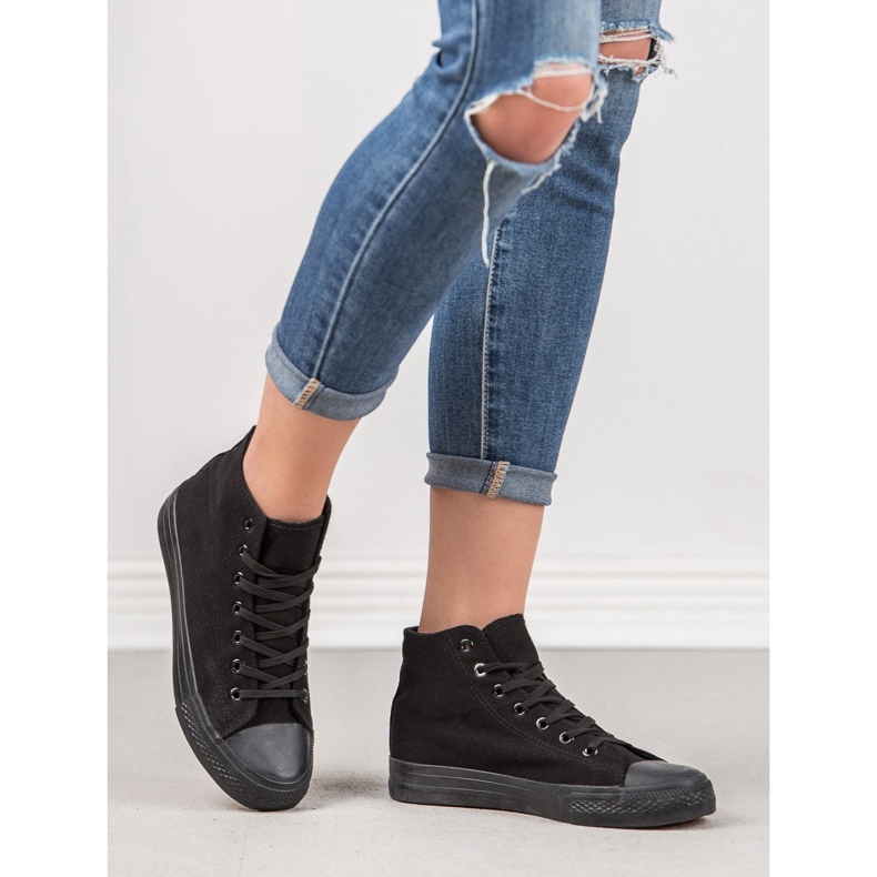 SHELOVET Svarta höga sneakers 2