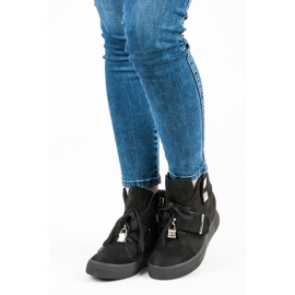 Seastar Wedge Sneakers i mocka svart 1