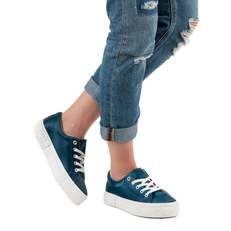 Kylie Satin sneakers på plattformen blå 1