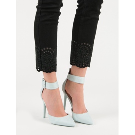 Blå mocka klackar 1