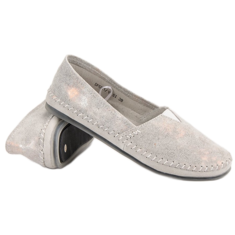 Silver Läder Slip On Sneakers grå 2