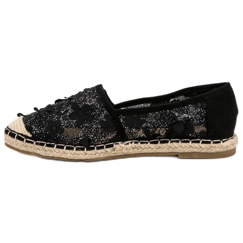 Nio Nio Lacy Espadrilles i blommor svart 1