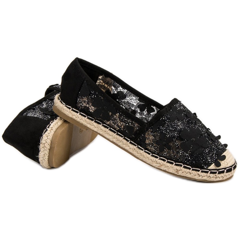 Nio Nio Lacy Espadrilles i blommor svart 2