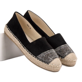 Small Swan Mocka Espadrilles Med Kristaller svart 1