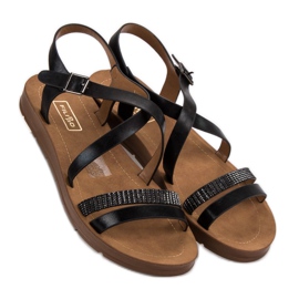 Filippo Svarta sandaler med kristaller 2