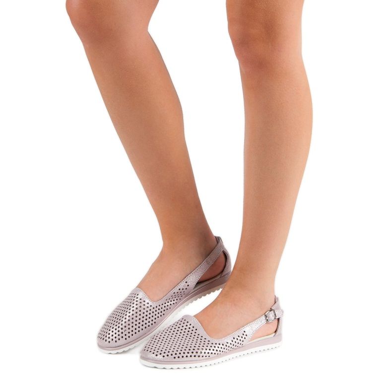 Läder VINCEZA ballerinor rosa 1