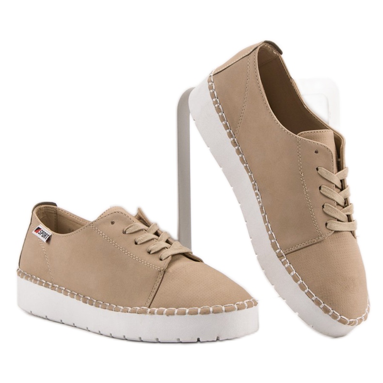 Beige bundna skor VICES 2