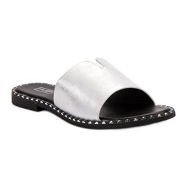 Filippo Bekväma glänsande tofflor grå 1