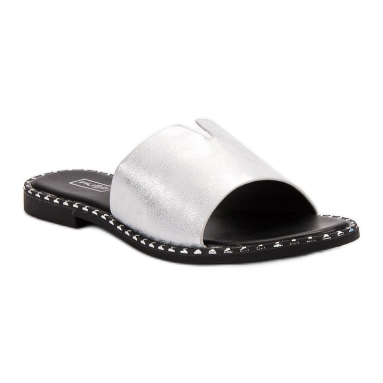 Filippo Bekväma glänsande tofflor grå 1