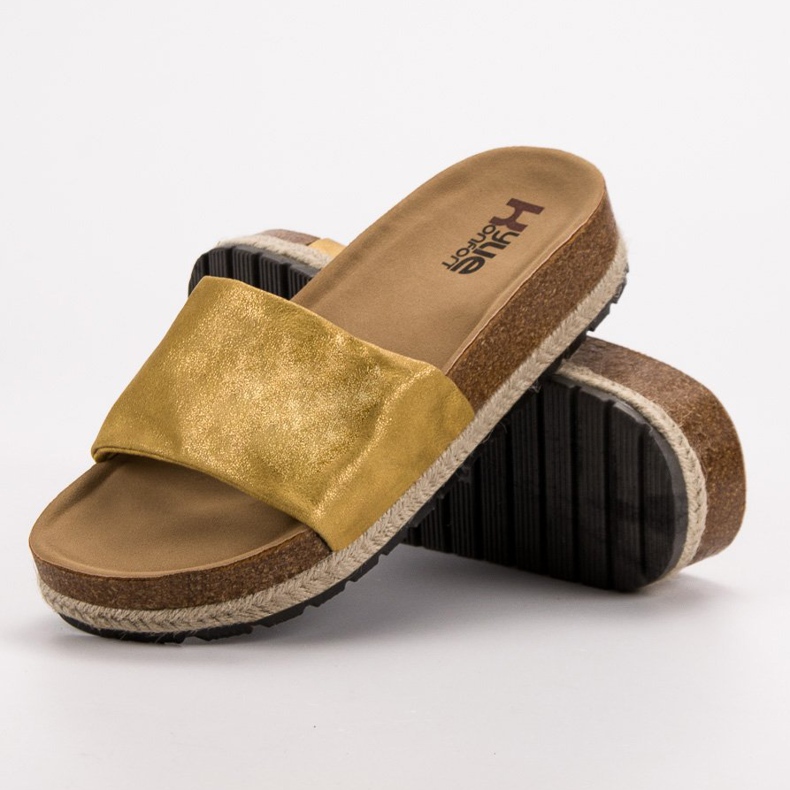 Kylie Glänsande senap tofflor gul 2