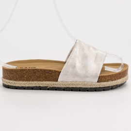 Kylie Glänsande silver tofflor grå 2