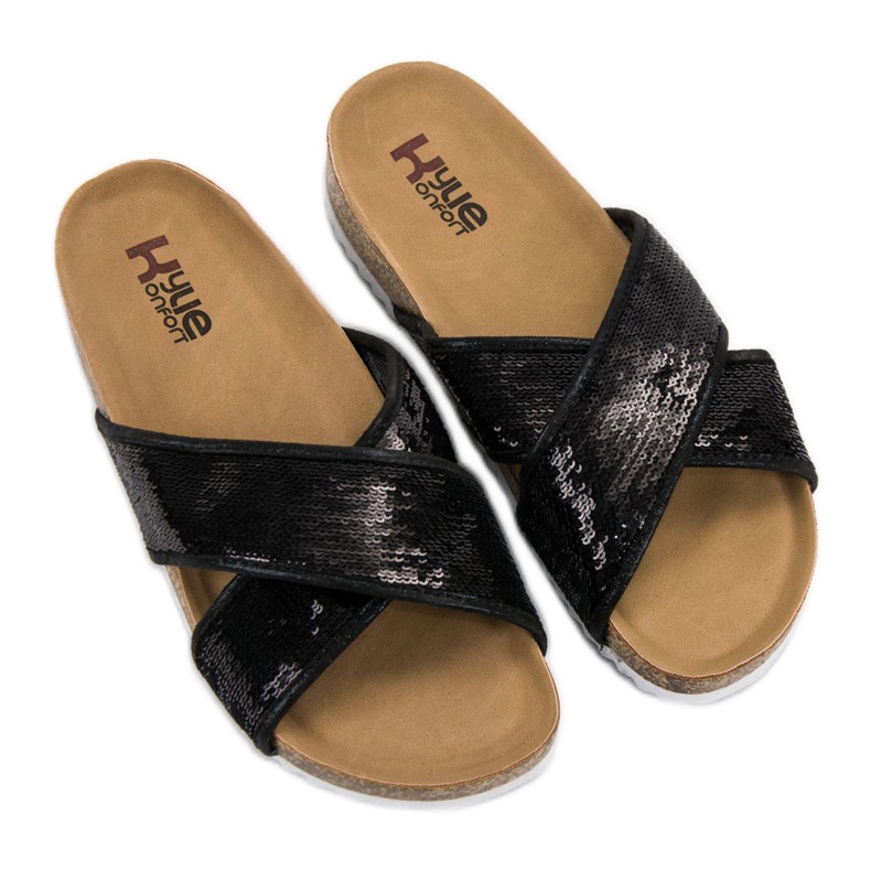 Kylie Svarta tofflor med paljetter 2