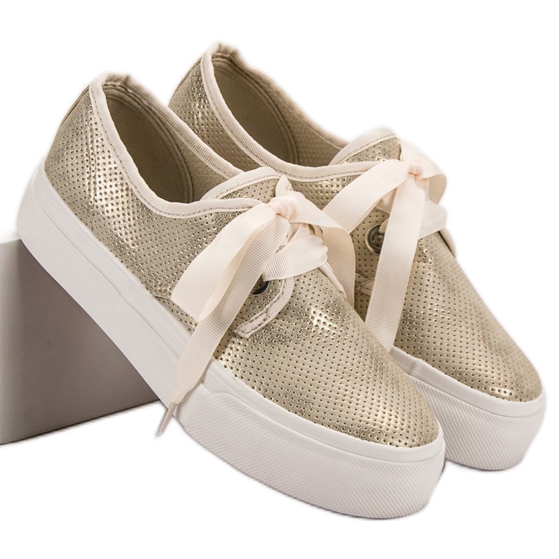 Kylie Sneakers bundna med ett band gul 2