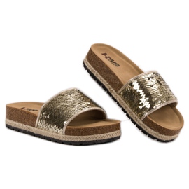 Kylie Gyllene tofflor med paljetter 1