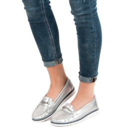 Filippo Bekväma läderloafers grå 2