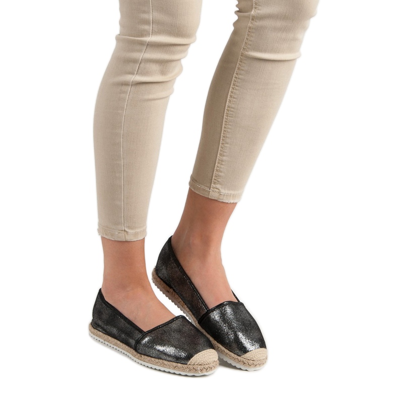 Lucky Shoes Svart Glitter Espadrilles 2