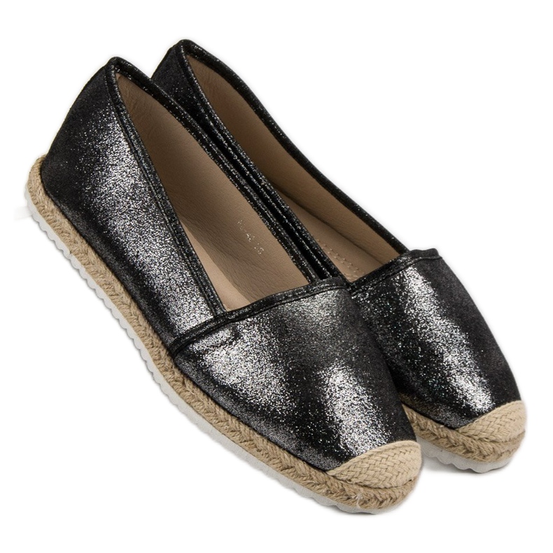 Lucky Shoes Svart Glitter Espadrilles 1