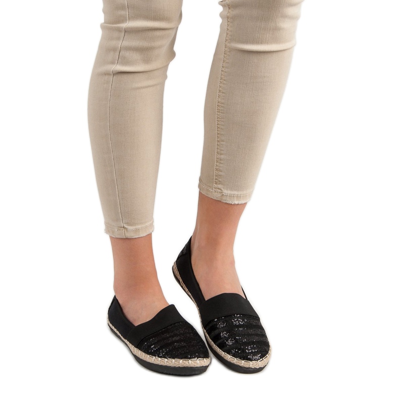 Kayla Glänsande Espadrilles svart 1