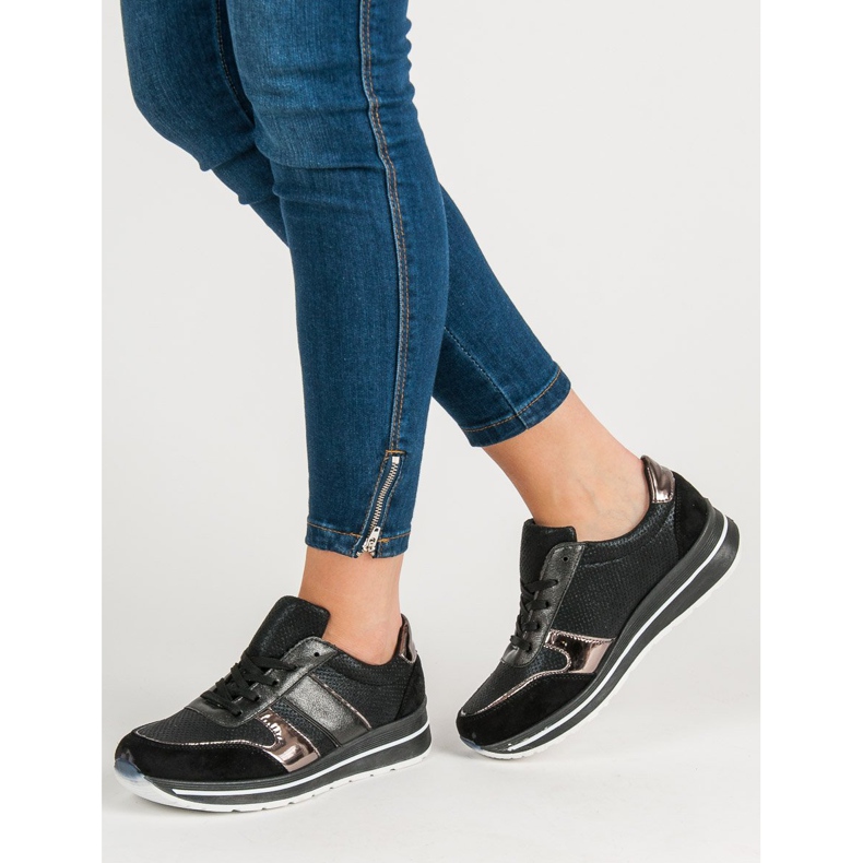 SHELOVET Snörade sportskor svart 2