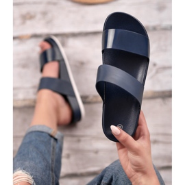 SHELOVET Bekväma marinblå tofflor 2