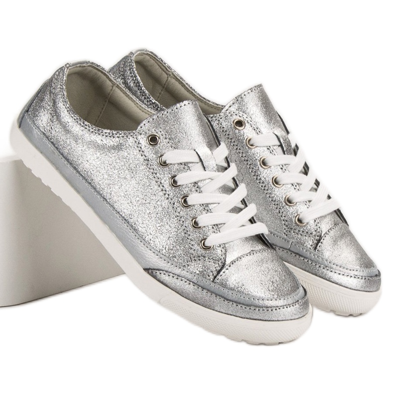 Filippo Silverskor i läder grå 1