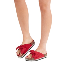 Anesia Paris Mocka tofflor med kristaller röd 2