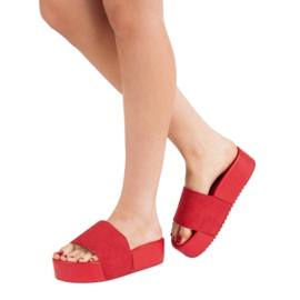 Anesia Paris Mocka tofflor på plattformen röd 2