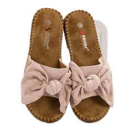 Seastar Beige tofflor med rosett 2