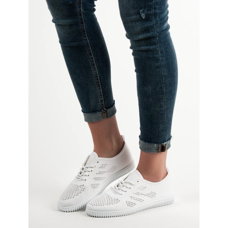 SHELOVET Textilskor med snörning vit 1