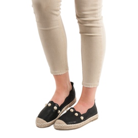 SHELOVET Espadriller med pärlor svart 2