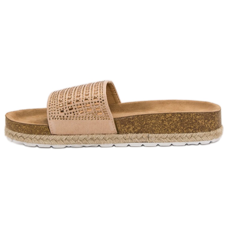 Seastar Beige tofflor med zirkoner 1