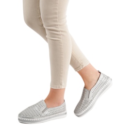 Goodin Silver Läder Slipons grå 1