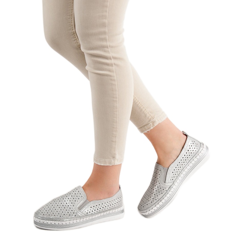 Goodin Silver Läder Slipons grå 1