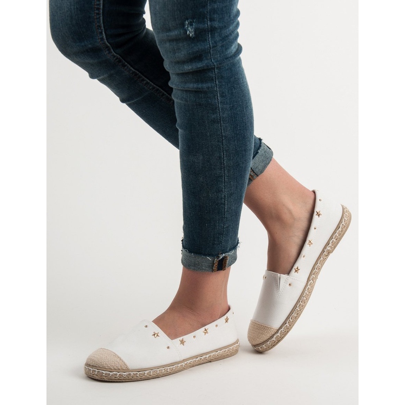 SHELOVET Espadrilles med jetplan vit 1