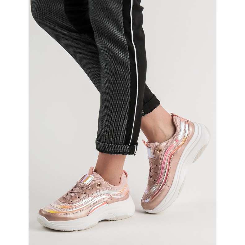 SHELOVET Sneakers på plattformen rosa 2