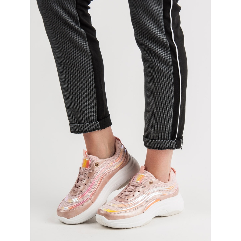 SHELOVET Sneakers på plattformen rosa 1