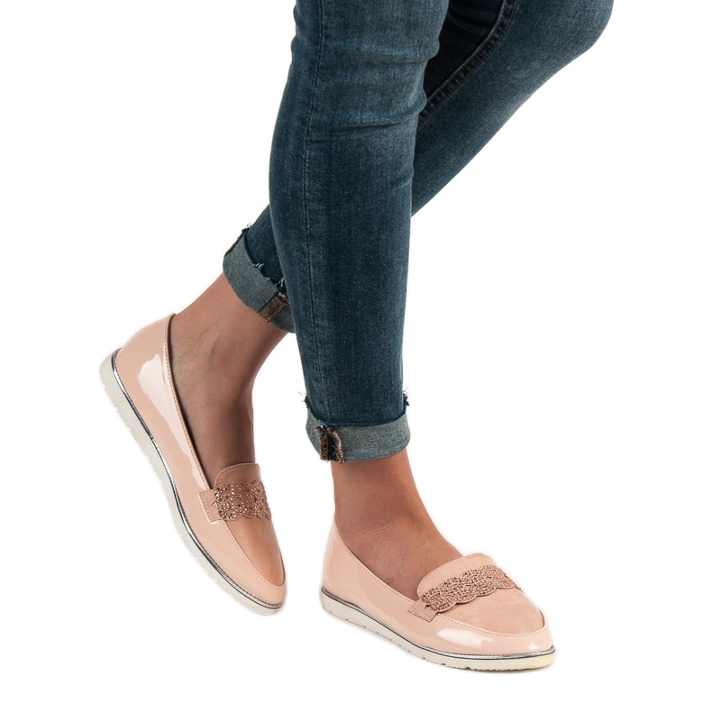 SHELOVET Lackerade loafers rosa 1