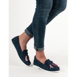 Filippo Läder Loafers med fransar blå 1