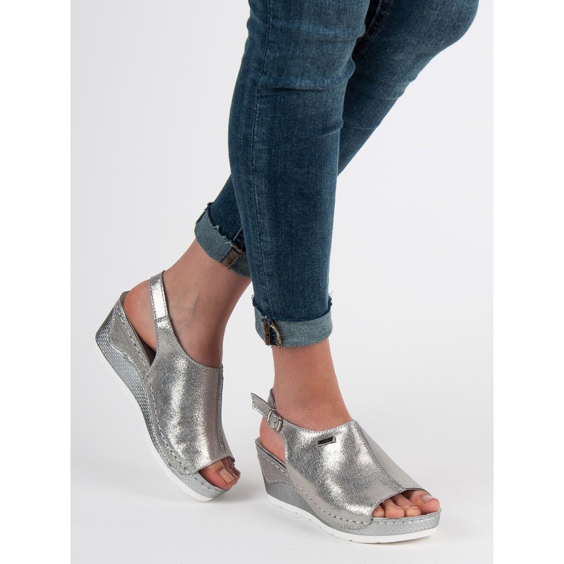 Filippo Läderklädda sandaler grå 2