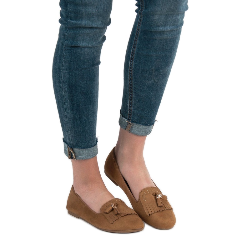 SHELOVET Loafers med fransar brun 1