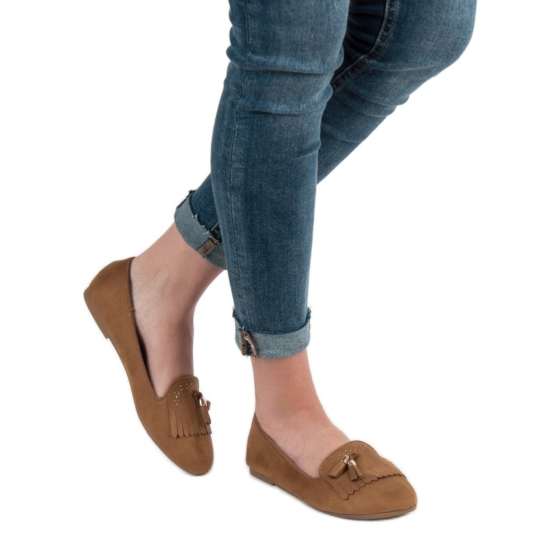 SHELOVET Loafers med fransar brun 2